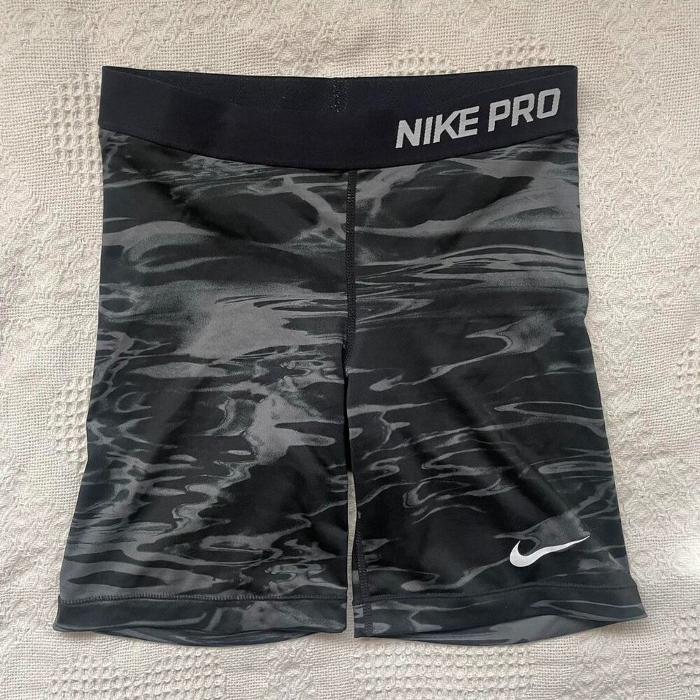 Nike Pro Dri-Fit black & grey marbled spandex shorts!